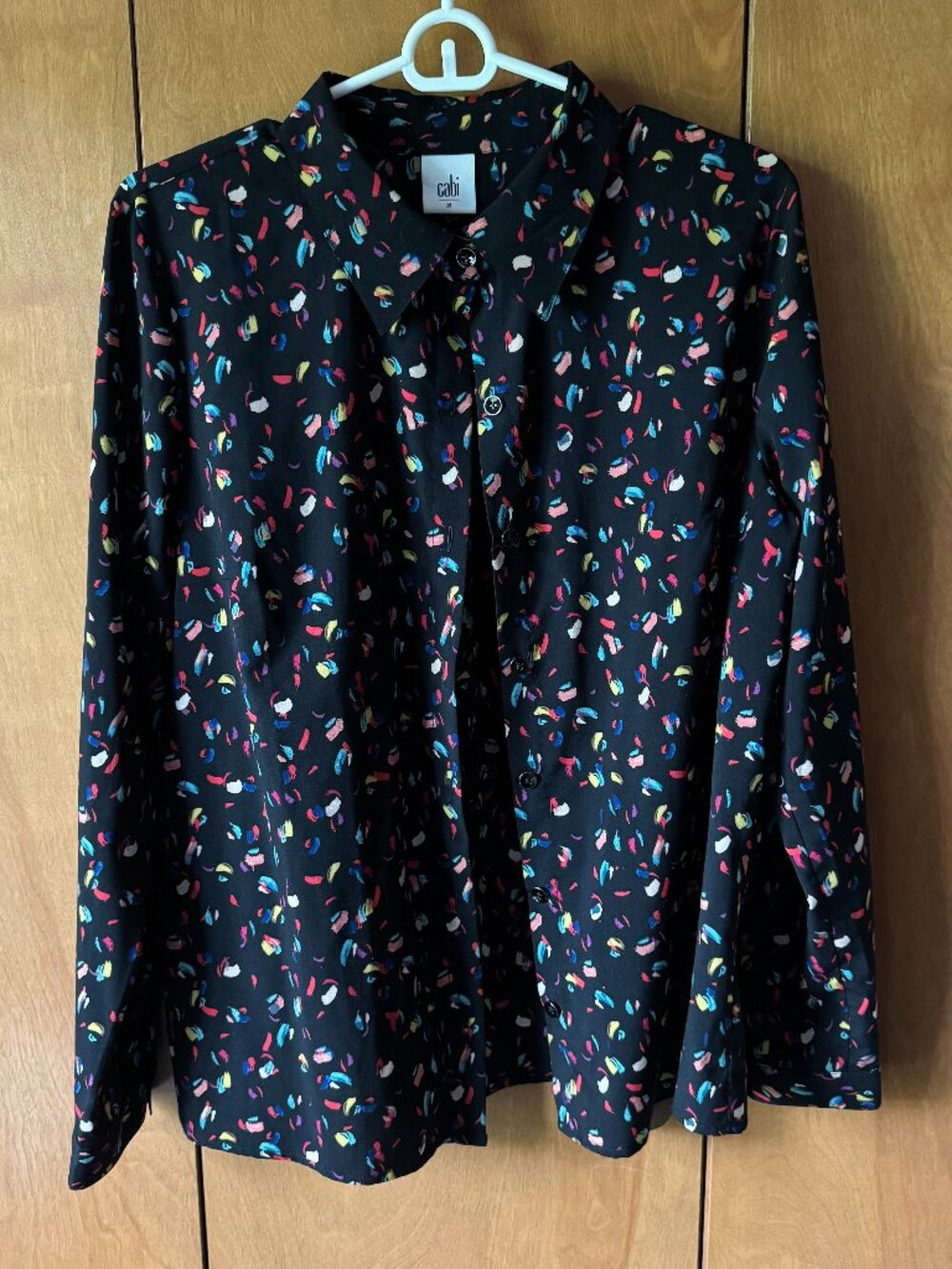 CAbi Ferris Confetti Long Sleeve Button Front Blouse 3423 Size: M